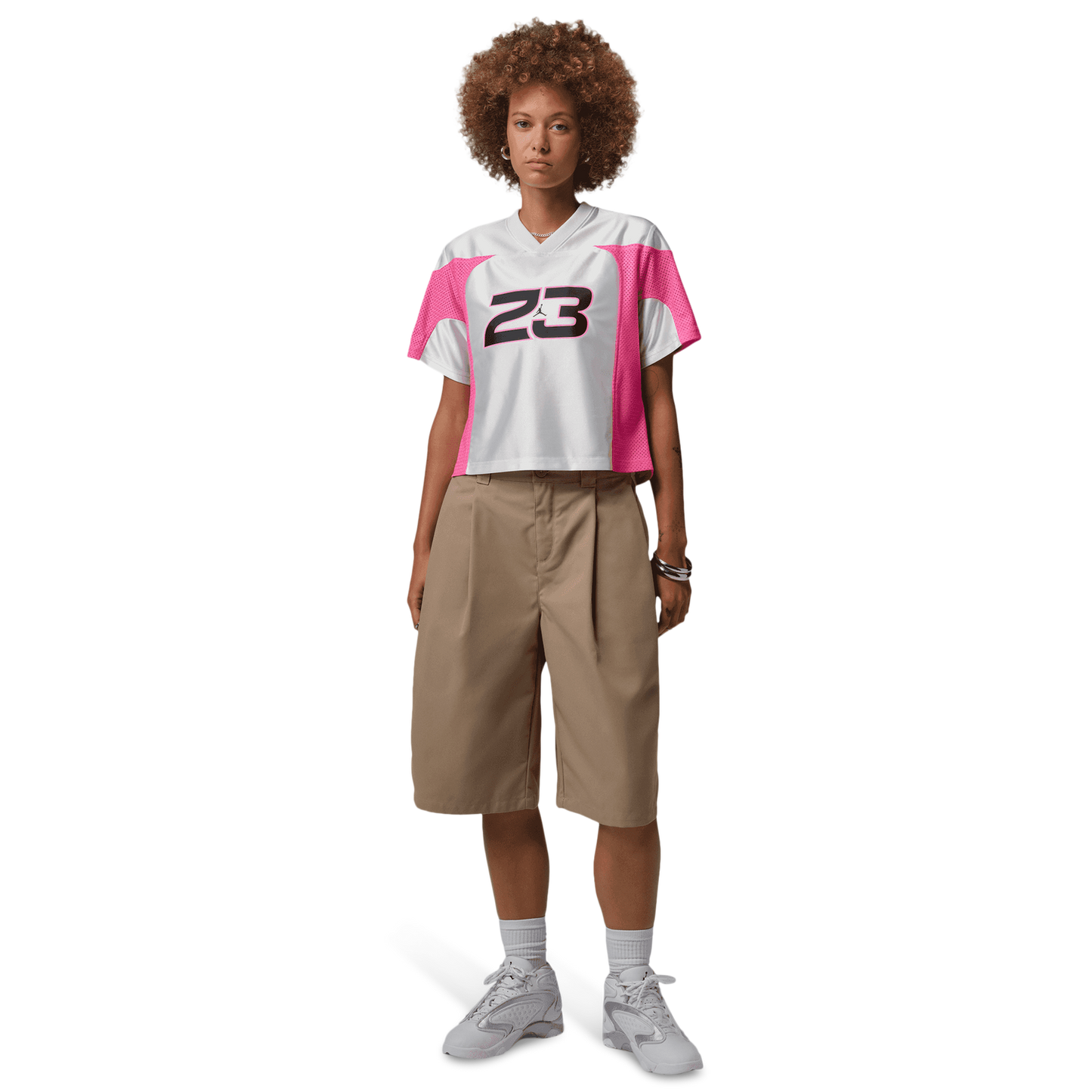 Jordan Flight Short Sleeve Jersey - Women's - White/Pinksicle/Black