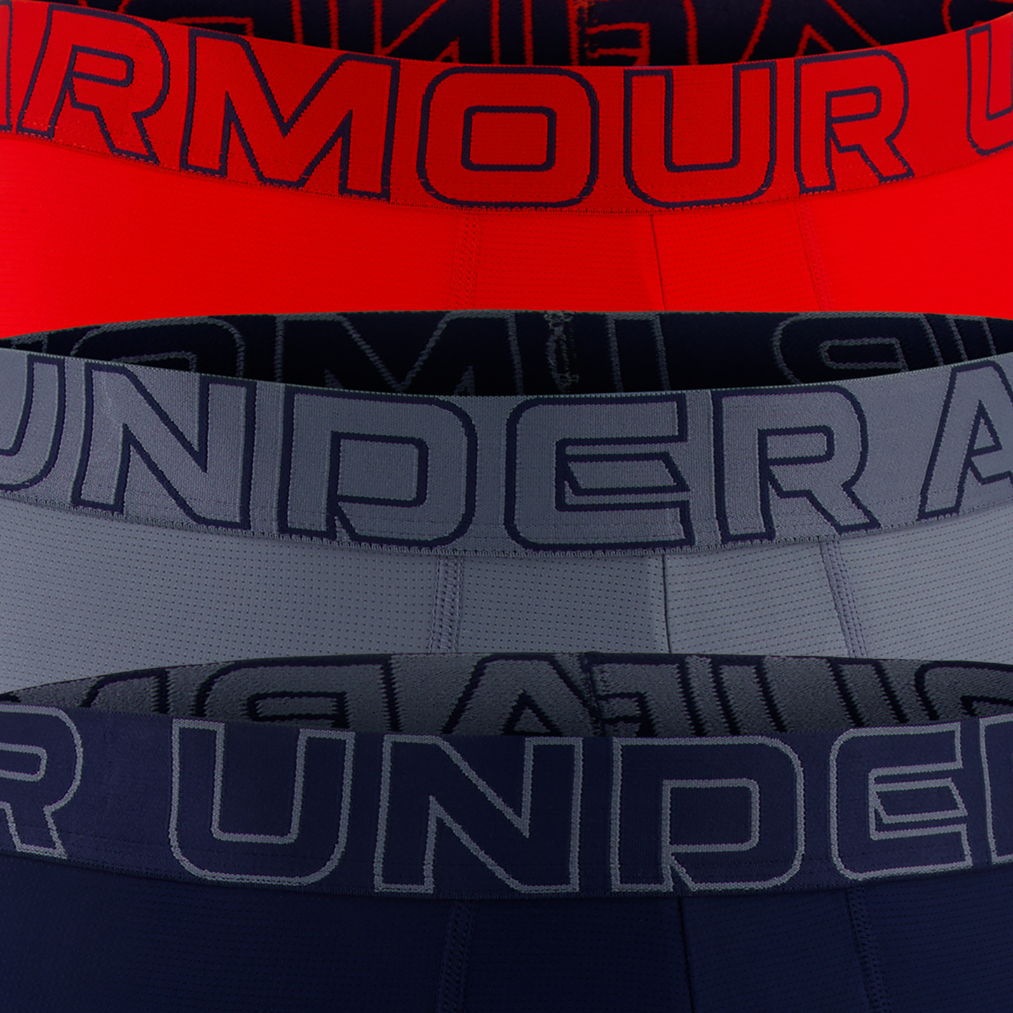 Under Armour Performance Tech Mesh Boxer Brief- Solid 6IN 3PK - Men's - Red/Gravel/Academy