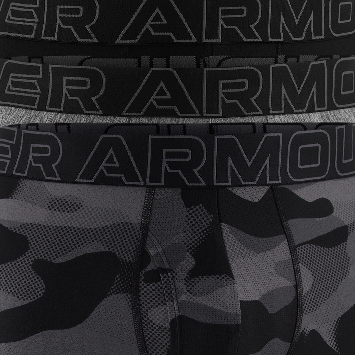 Under Armour Performance Tech Boxer Brief- Print 6 IN 3PK - Men's - Black/Black/Castlerock