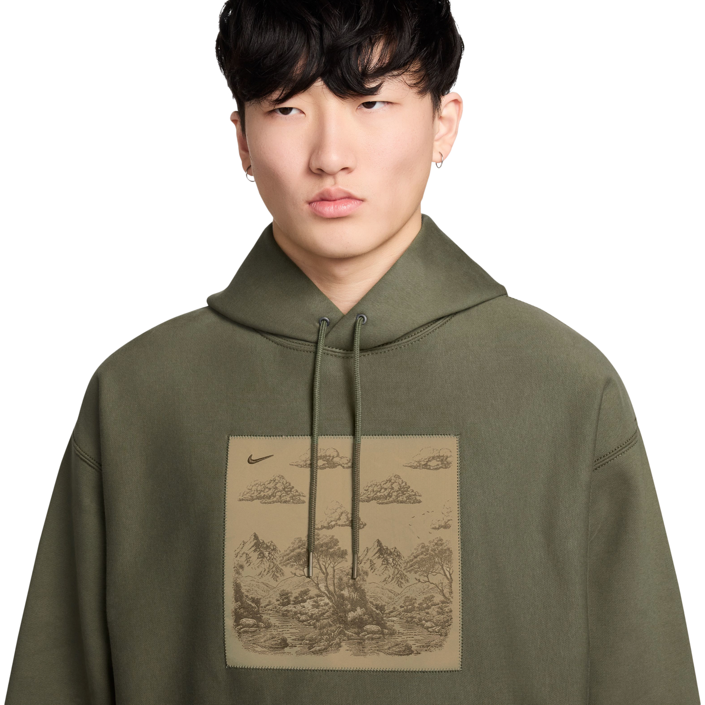 Nike NL Solo Swoosh Pullover Hood Gfx - Men's - Tan/Olive