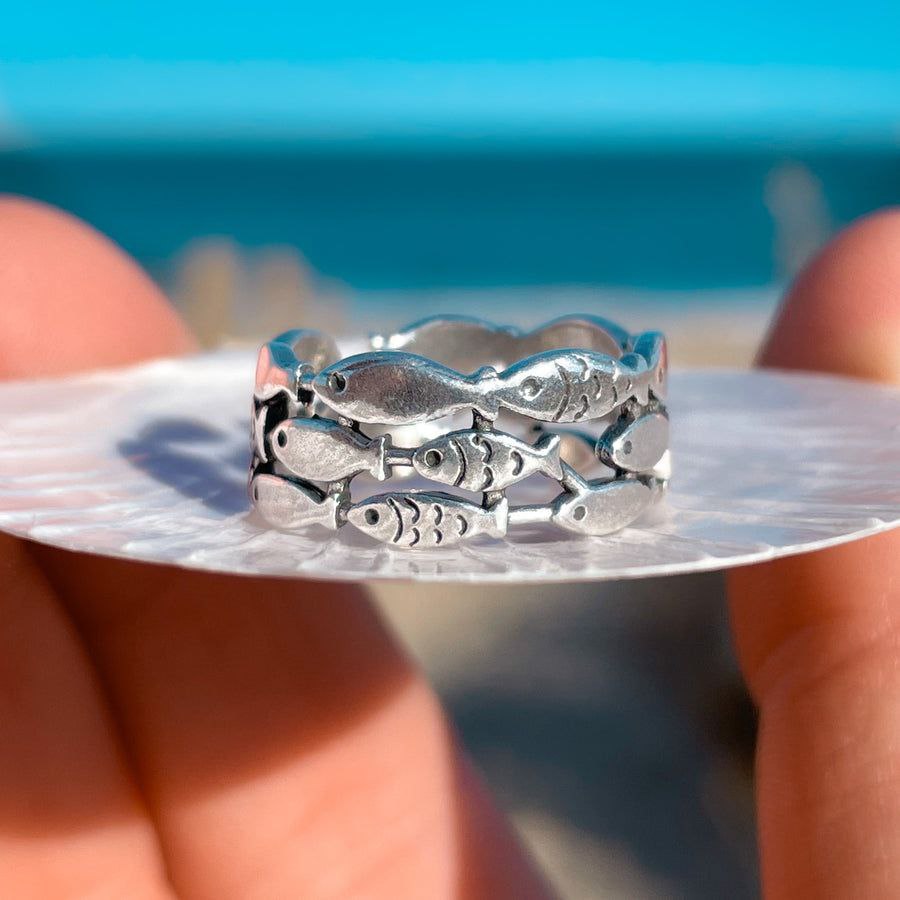 Silver School of Fish Ring - foto 7