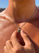 GREEN GEMSTONE CHAIN | Silver