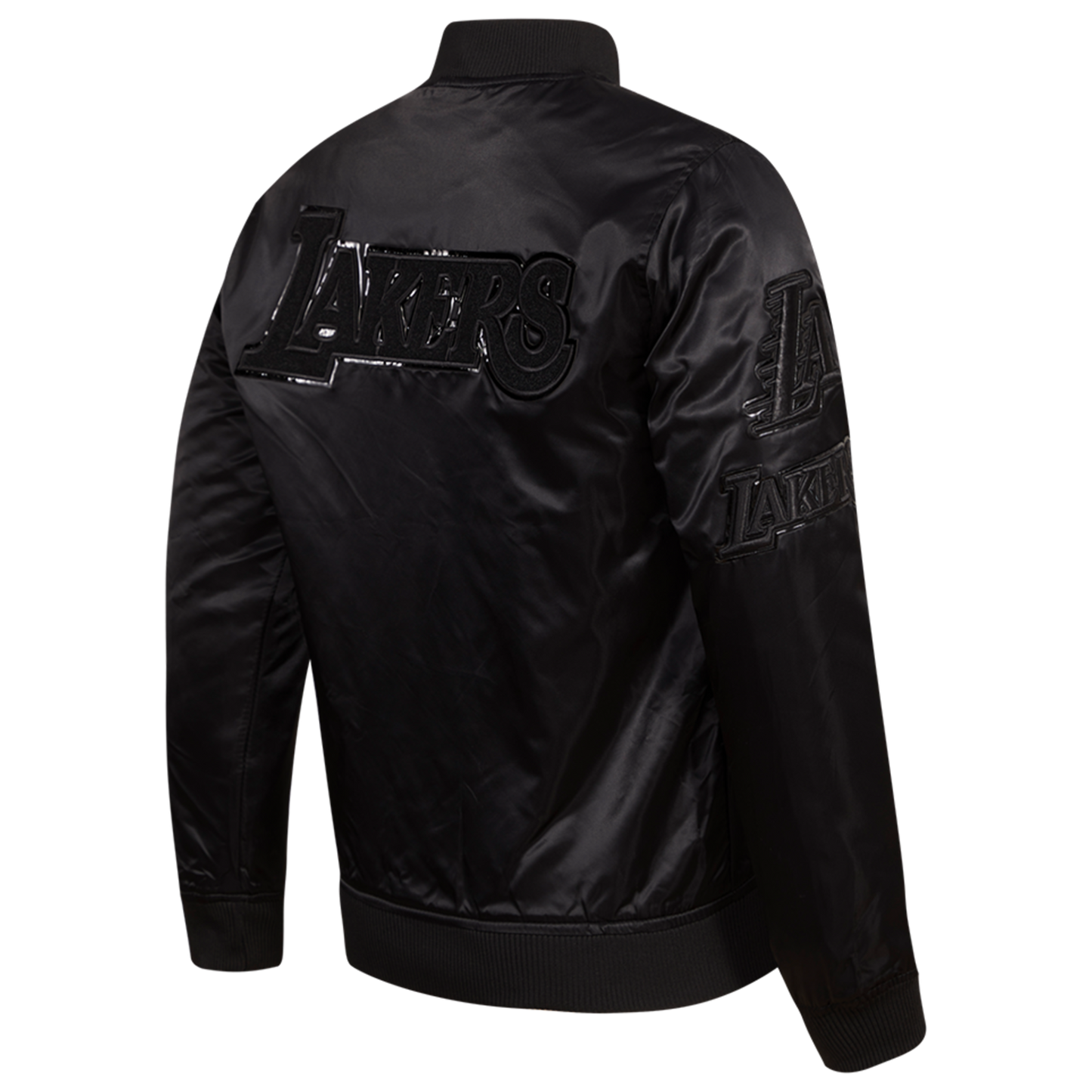 Pro Standard Lakers Big Logo Satin Jacket - Men's - Triple Black