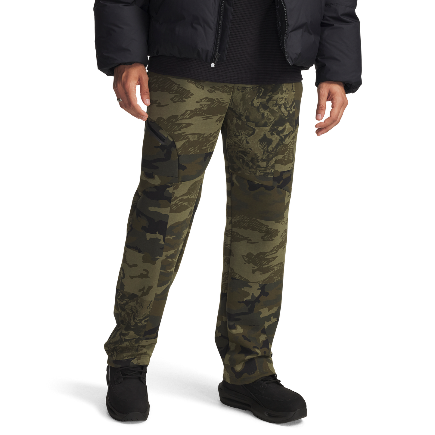 Under Armour Unstoppable Fleece Camo Pants - Men's - Black/Marine Od Green