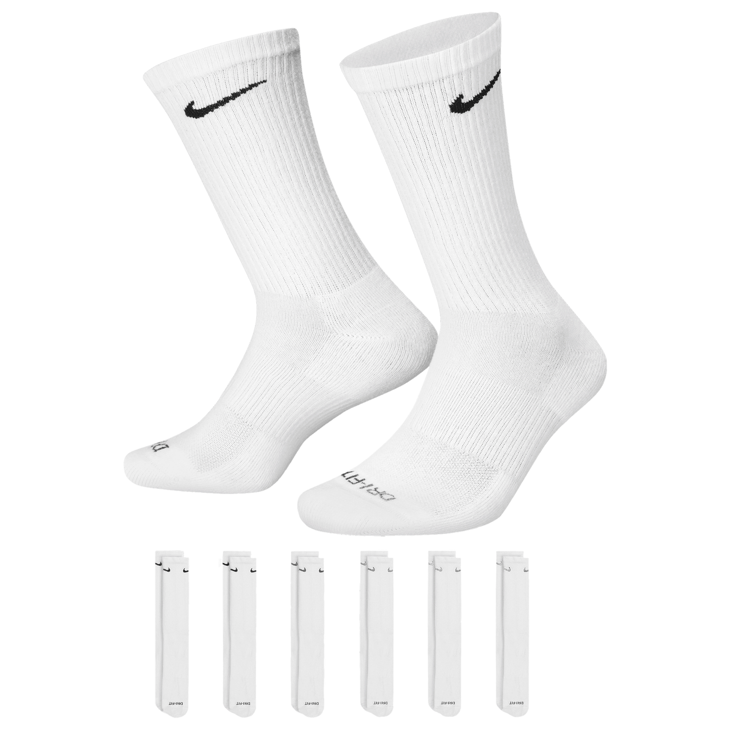 Nike 6 Pack Everyday Plus Cushioned Socks - Men's - Black/White (6897100)