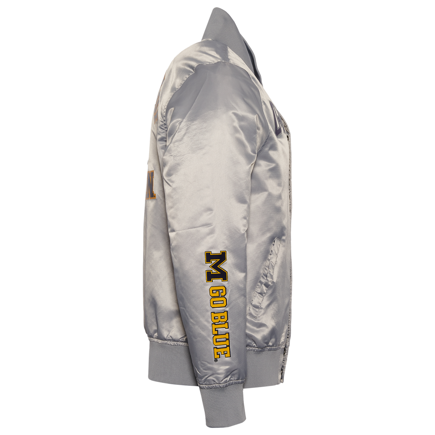 Pro Standard Michigan Classic Satin Jacket - Men's - Silver/Navy