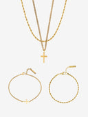 CROSS X ROPE 3MM SET | 18K Gold