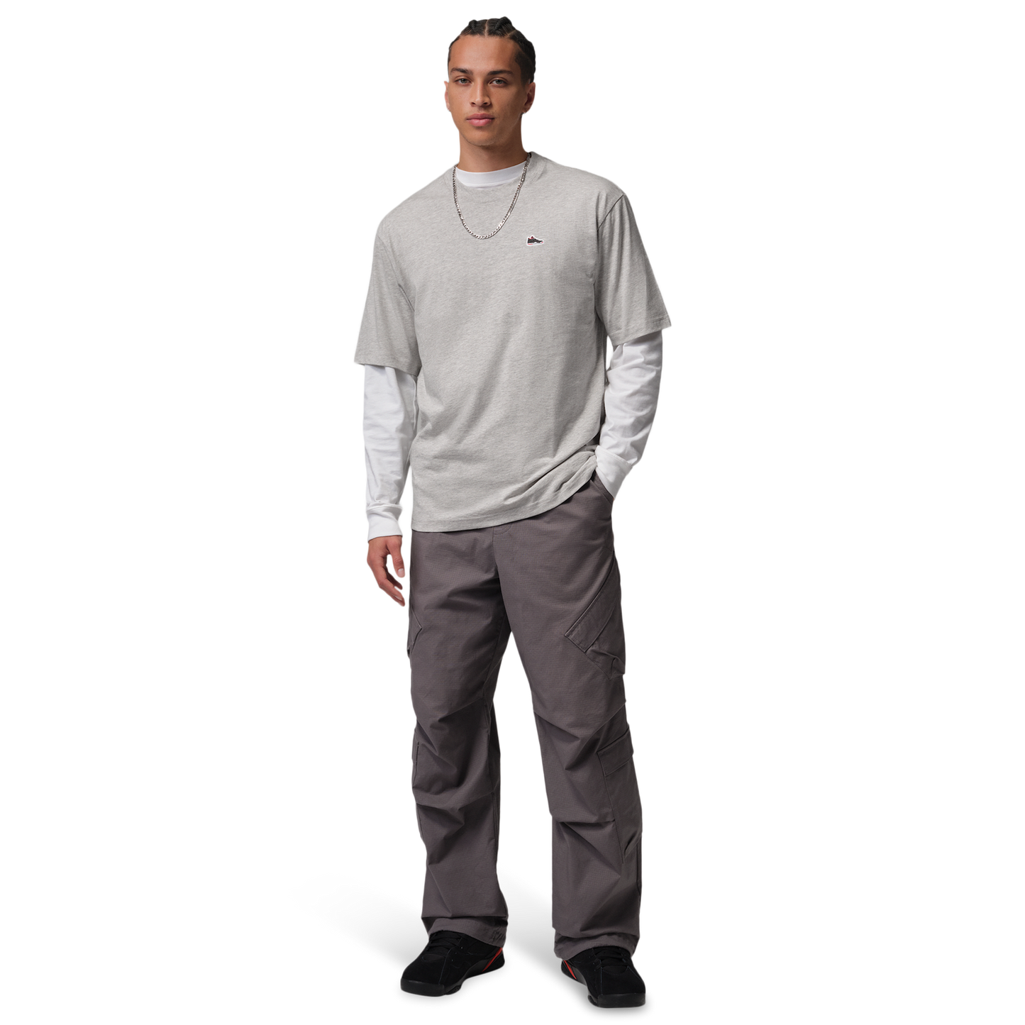 Jordan Sneaker Patch Short Sleeve Crew - Men's - Grey