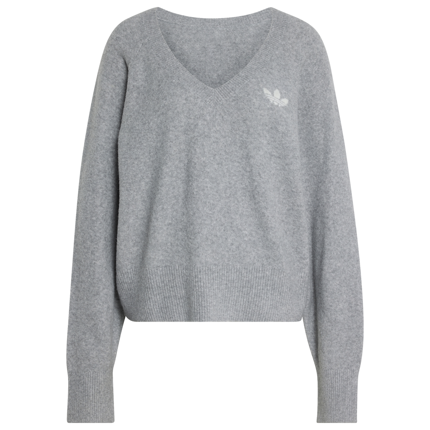 adidas Originals Essentials Knit V-Neck Sweatshirt - Women's - Medium Grey Heather