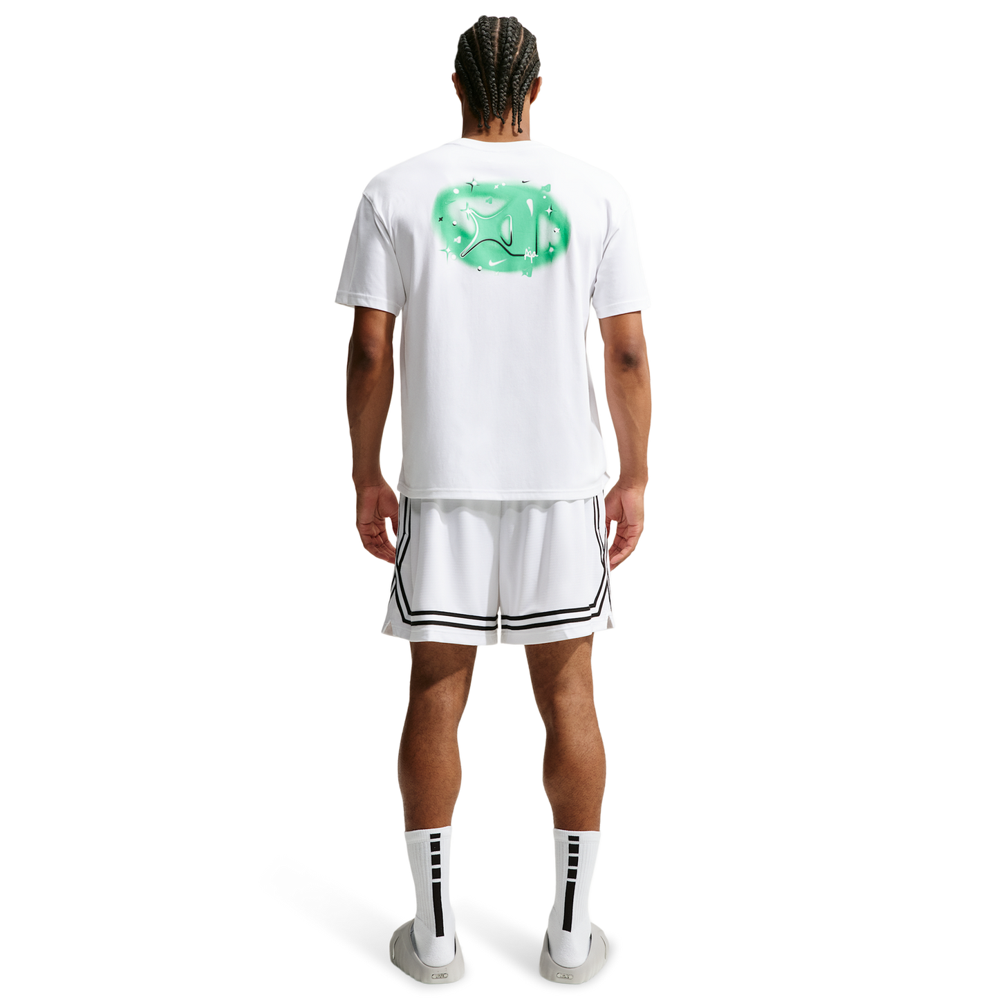 Nike Dri-FIT Aja Airbrush Tee - Men's - White/Light Menta