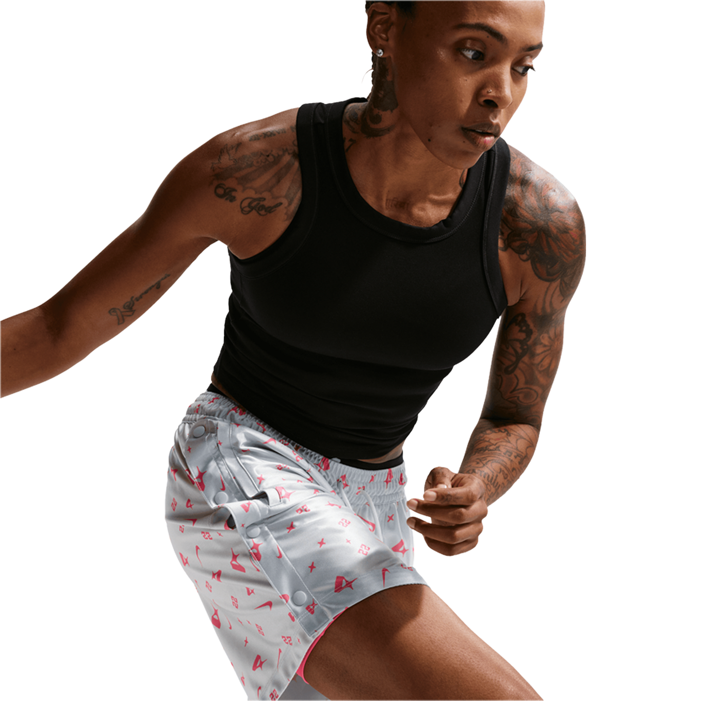 Nike Dri-FIT A'Ja Signature Shine Shorts - Women's - Pure Platinum/Hyper Pink