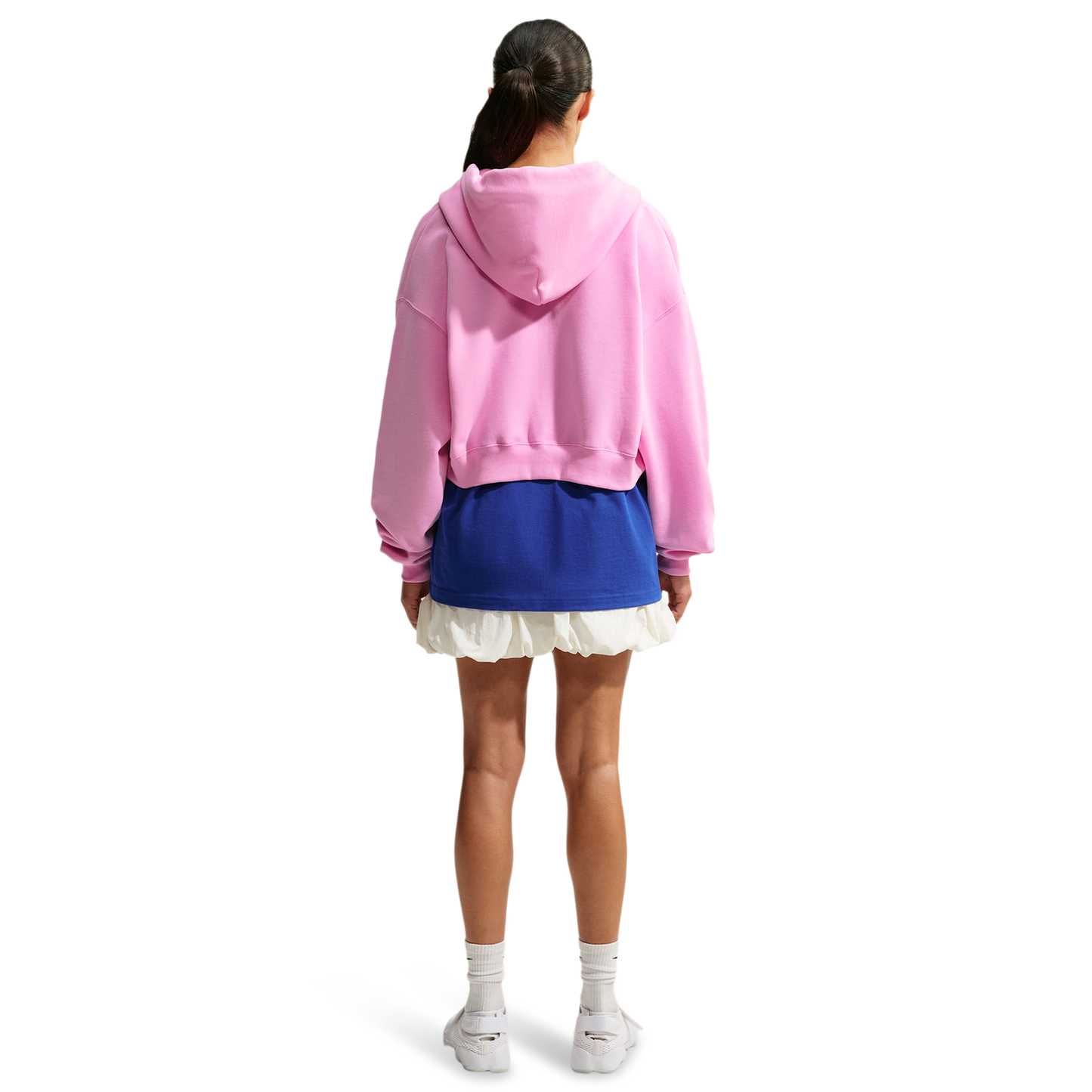 Nike Studio Fleece Mid-OS Crp FZ Hoodie - Women's - Sail/Pink Rise