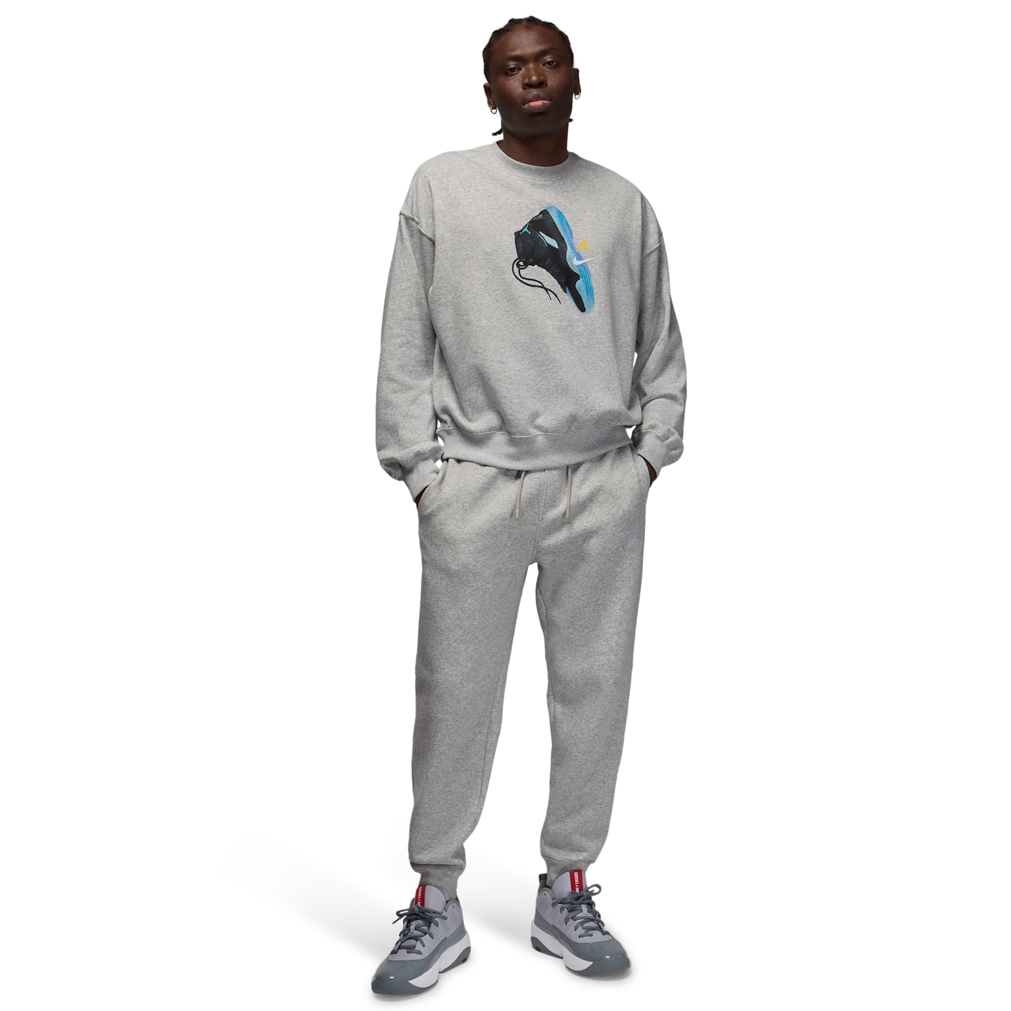 Jordan Brooklyn AJ11 Fleece Crew LB - Men's - Blue Chill/Grey Heather