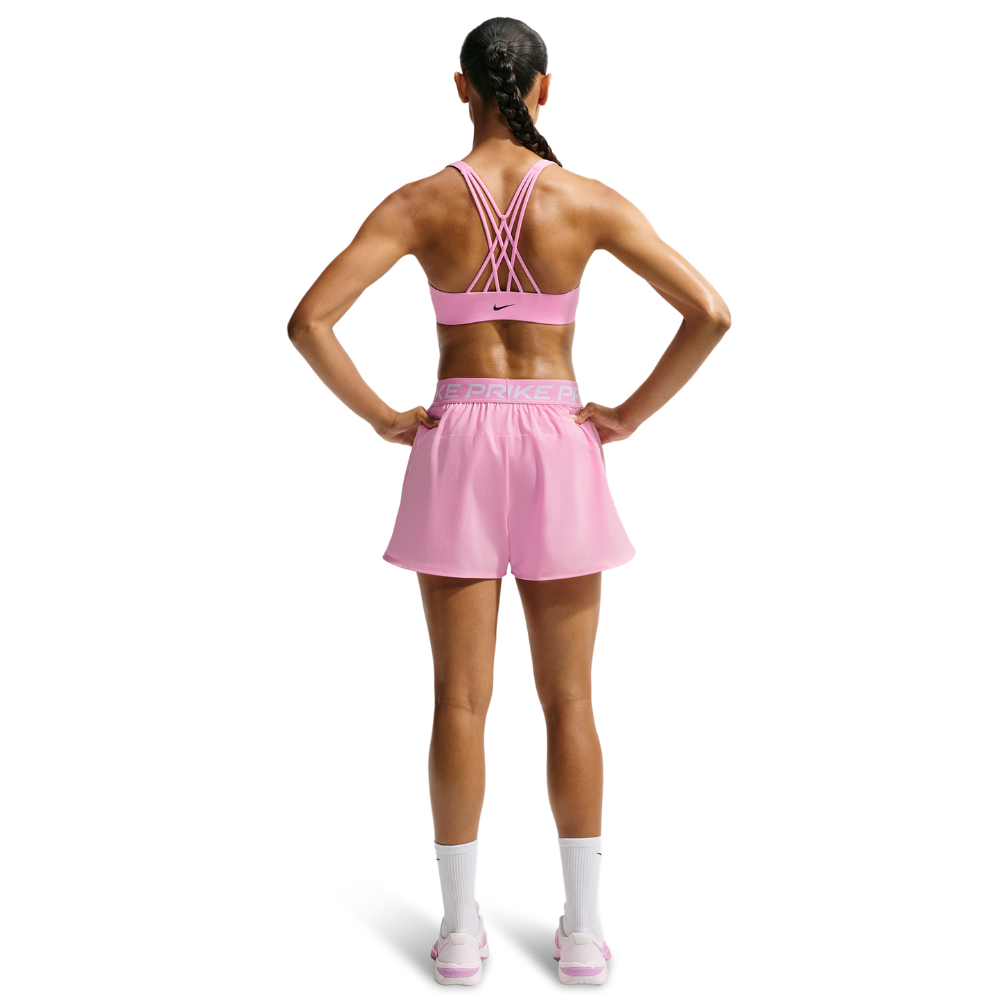 Nike Dri-FIT Indy Strappy Bra - Women's - Black/Pink Rise