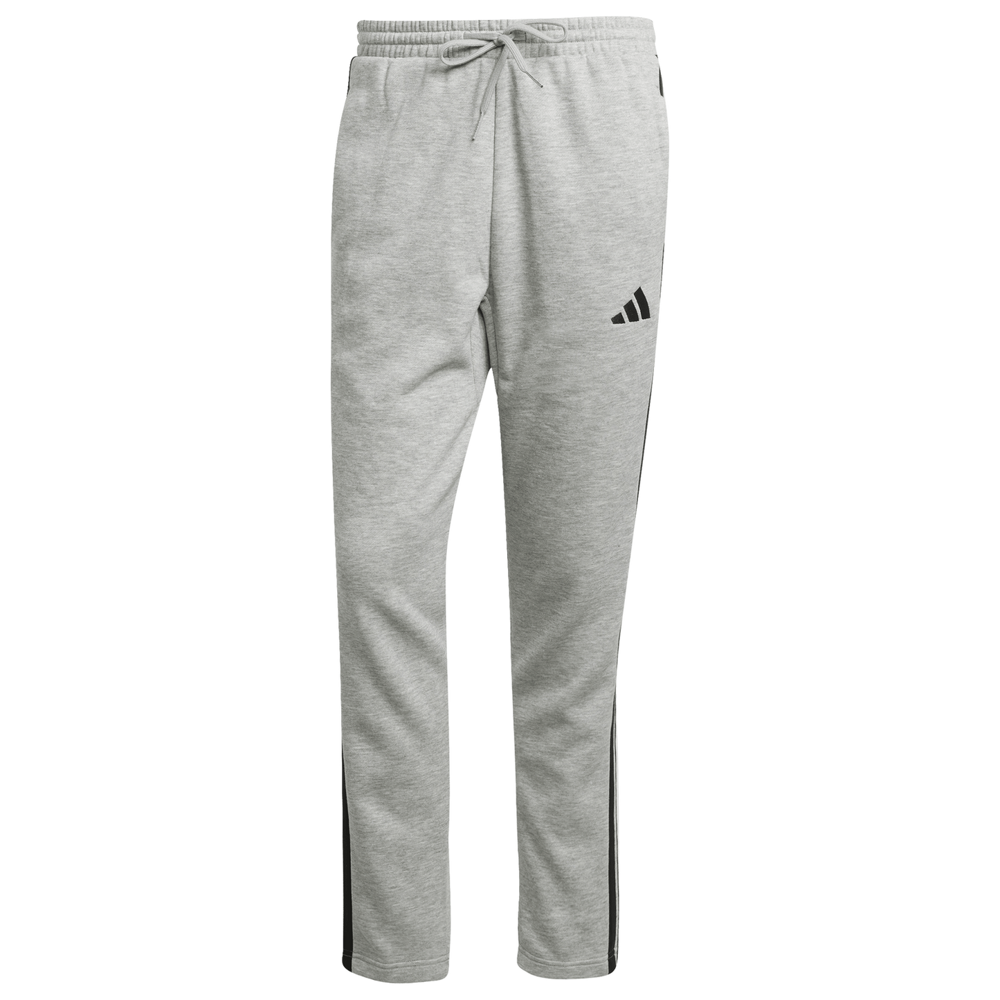 adidas Essentials 3-Stripes Fleece Open Hem Pants - Men's - Black/Medium Grey Heather