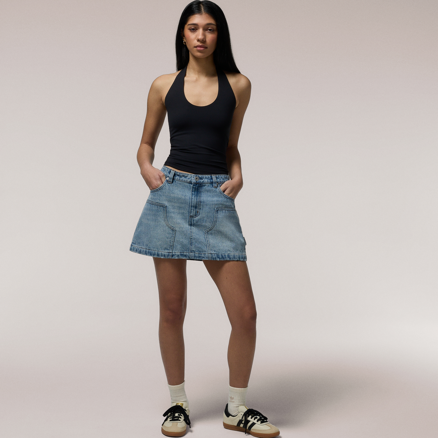 Cozi Mini Carpenter Skirt - Women's - Light Denim