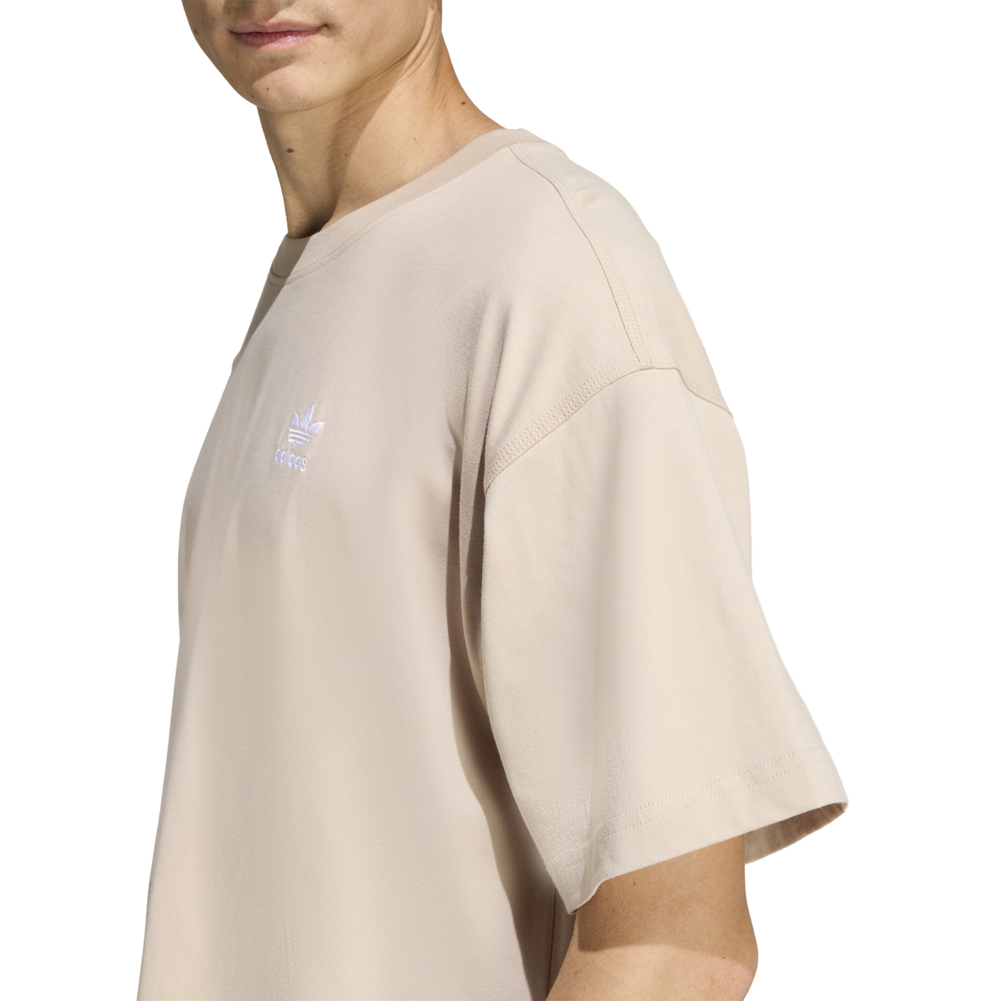 adidas Trefoil Essentials OS T-Shirt - Men's - Stone Khaki/White
