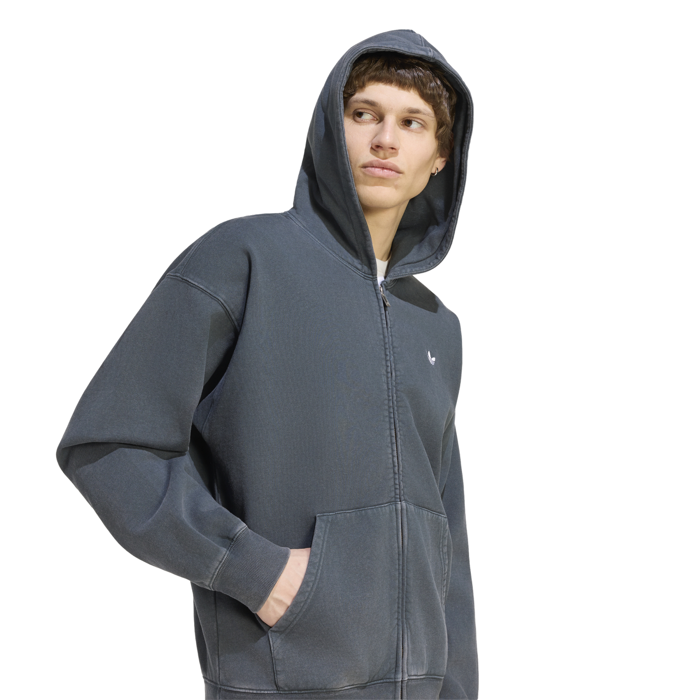 adidas Essential Full-Zip Washed Hoodie - Men's - Black