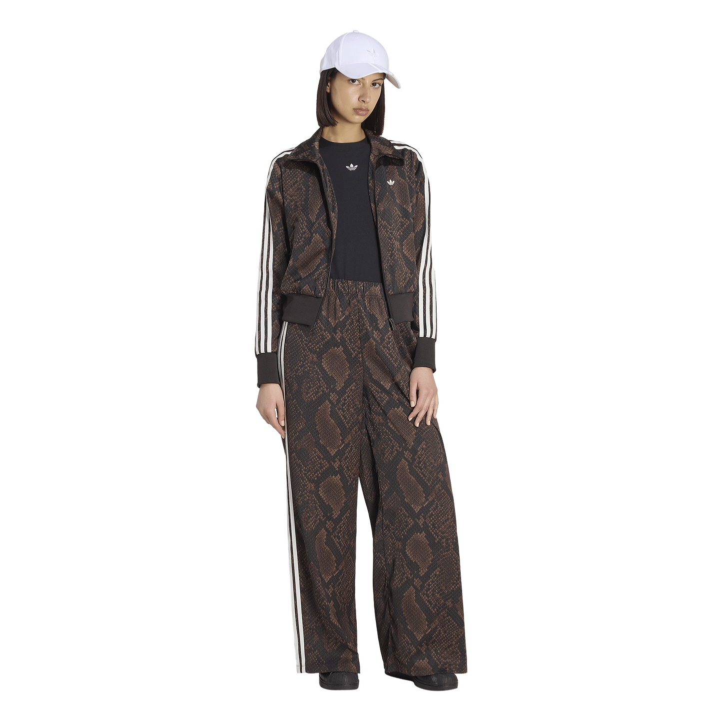 adidas Satin Snake Print Wide Leg Pant - Women's - Black/Brown