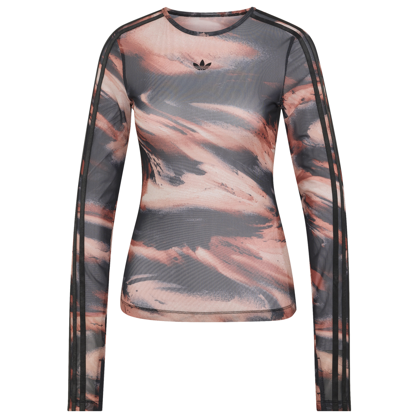 adidas Originals All Over Print Graphic Mesh LS Shirt - Women's - Vermillion/Crystal Linen/Aurora Coffee