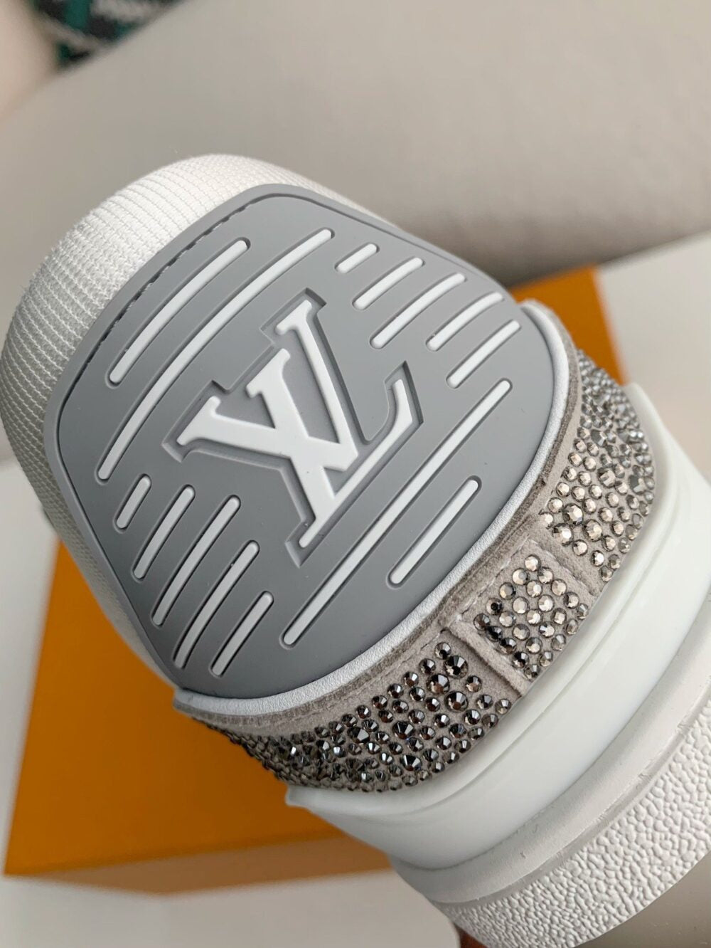 Louis Vuitton LV Trainer Sneaker Denim Monogram Grey Diamond