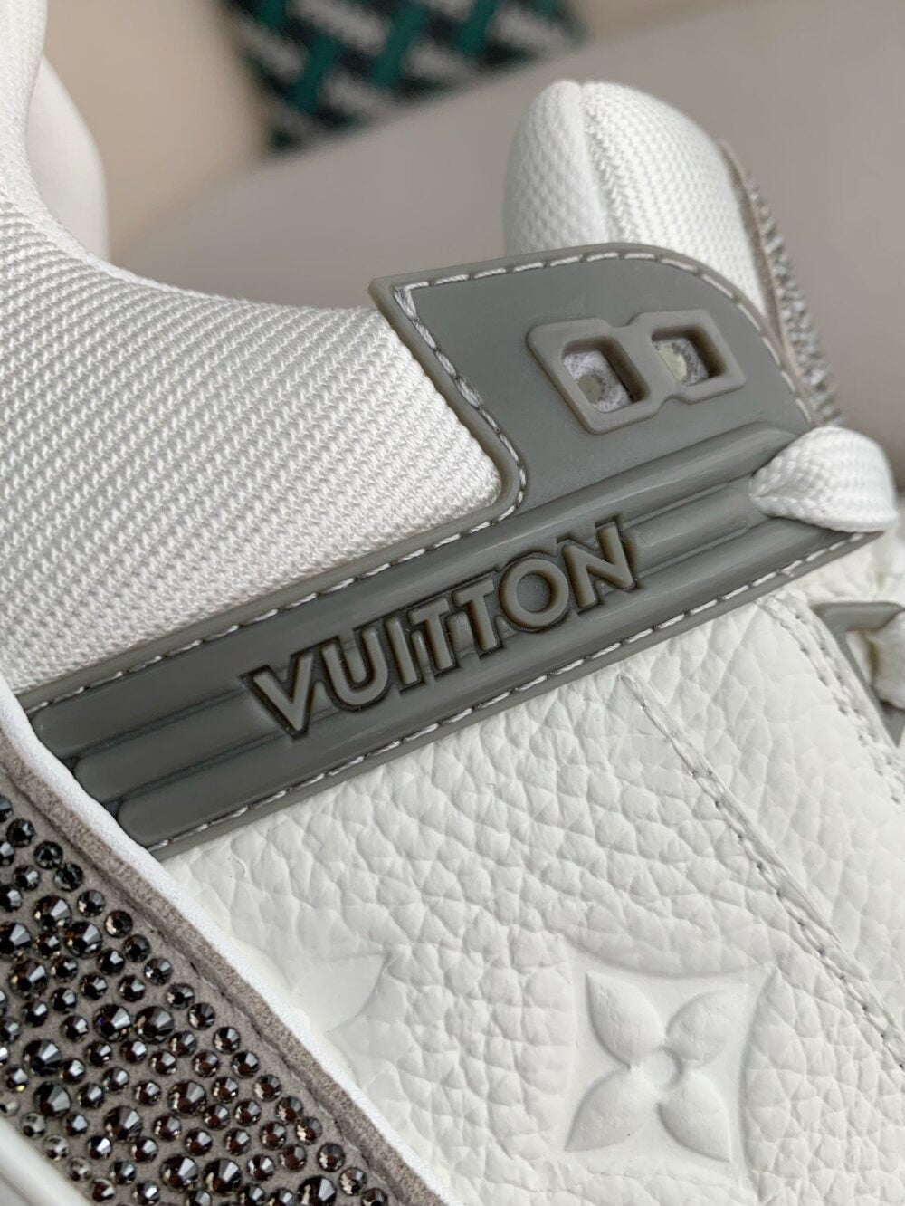 Louis Vuitton LV Trainer Sneaker Denim Monogram Grey Diamond