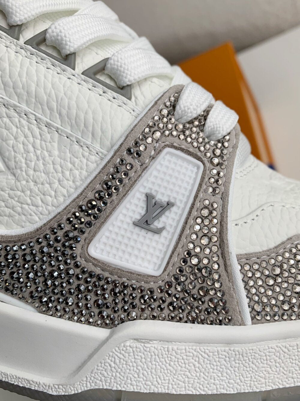 Louis Vuitton LV Trainer Sneaker Denim Monogram Grey Diamond
