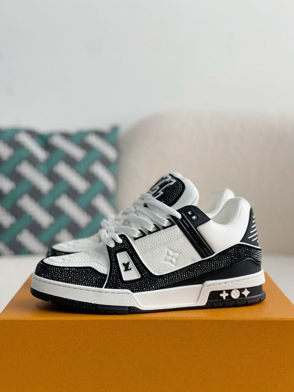 Louis Vuitton LV Trainer Sneaker Denim Monogram Black Diamond