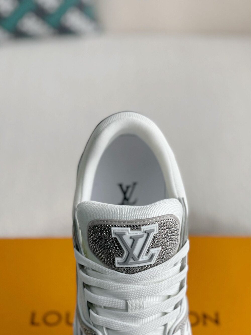 Louis Vuitton LV Trainer Sneaker Denim Monogram Grey Diamond