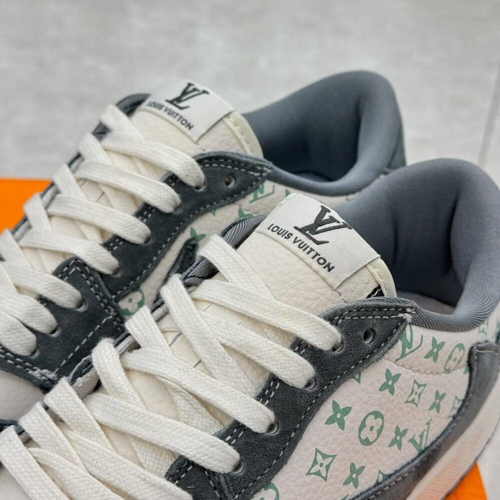 Louis Vuitton x Nike Air Jordan 1 Low Green Monogram Suede (Custom)