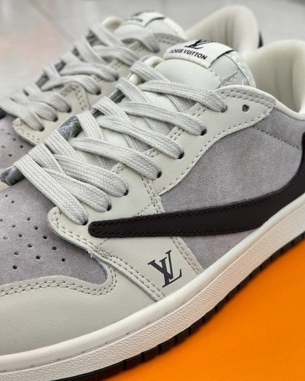 Louis Vuitton x Nike Air Jordan 1 Low Shadow Grey Suede (Custom)