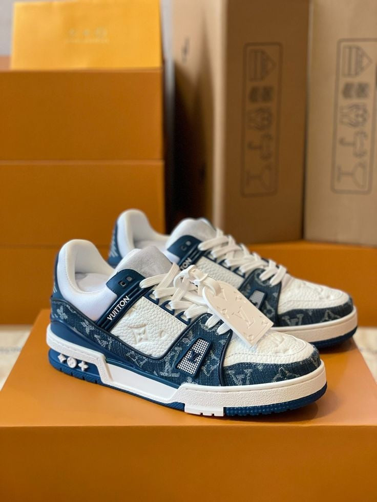 Louis Vuitton LV Trainer Sneaker Denim Monogram Blue