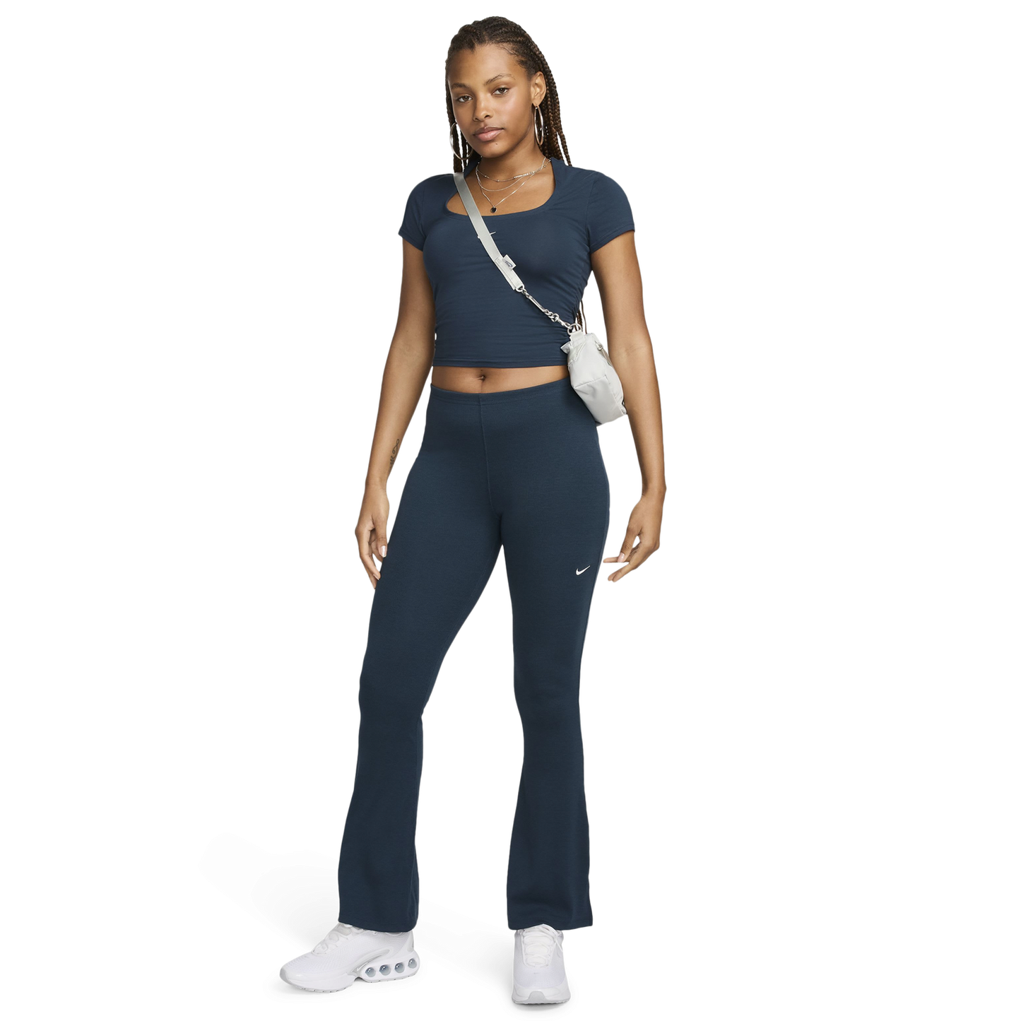 Nike NSW Chill Knit Mediun Rib Flare Pant - Women's - Armory Navy/Sail