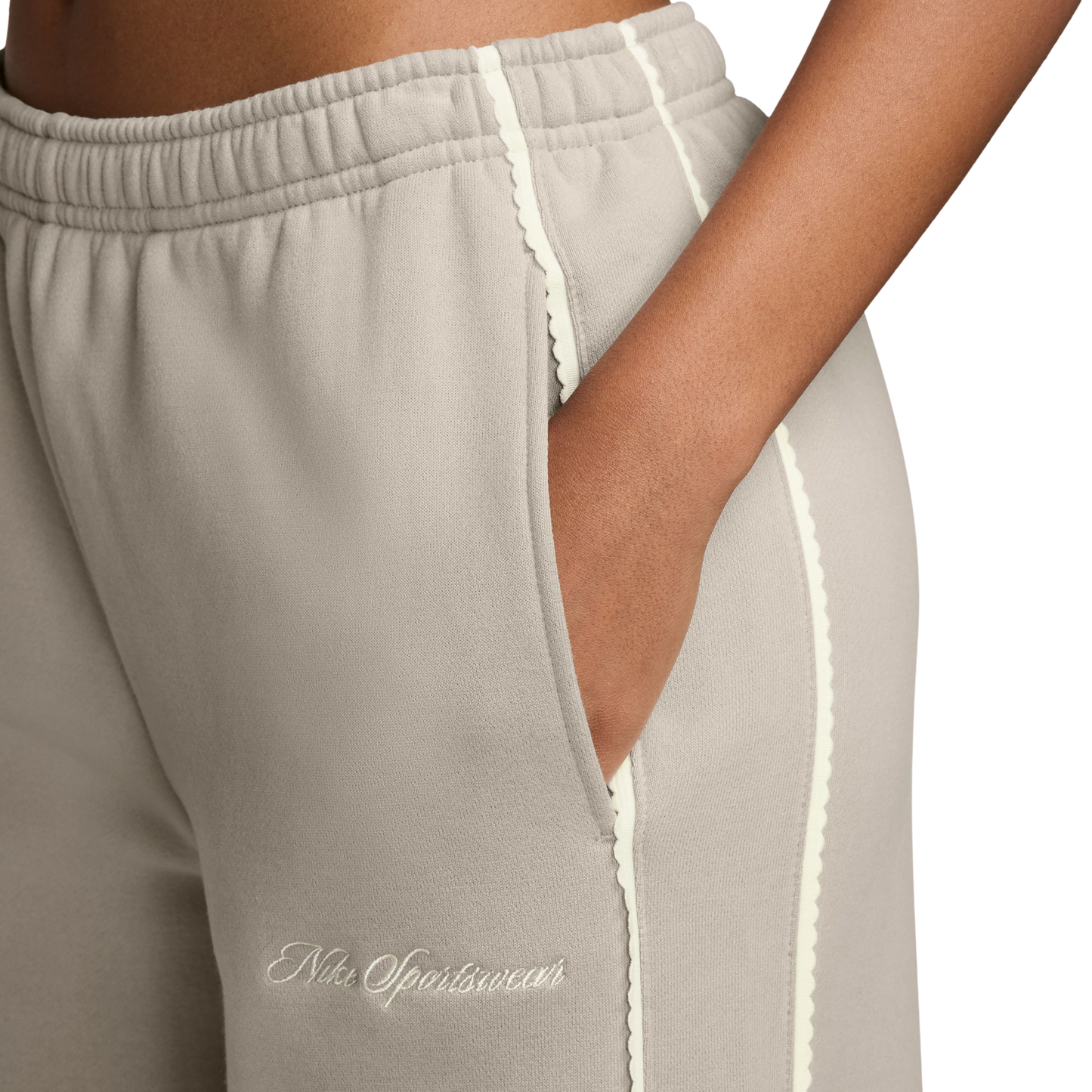 Nike Studio Fleece Scallop Wide Leg Pants - Women's - White/White/White
