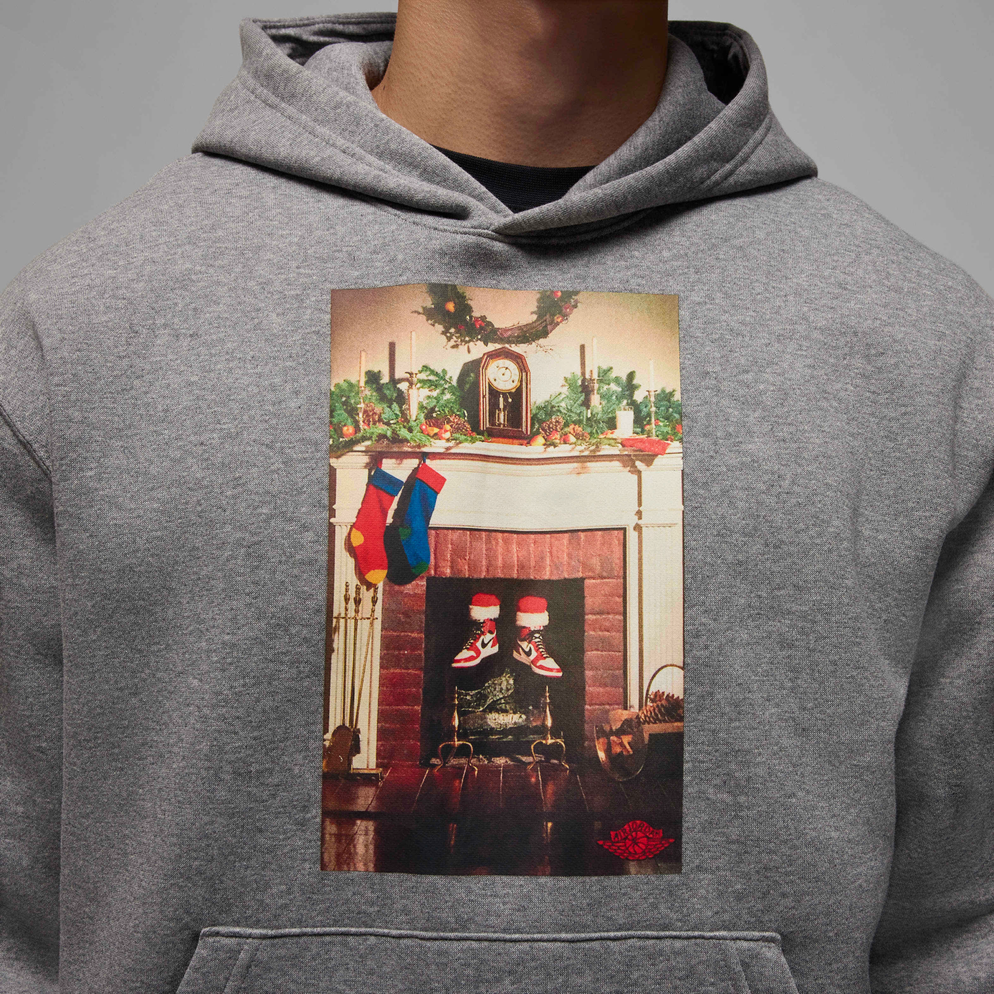 Jordan Jumpman Chimney Fleece Pullover - Men's - Carbon Heather/Black