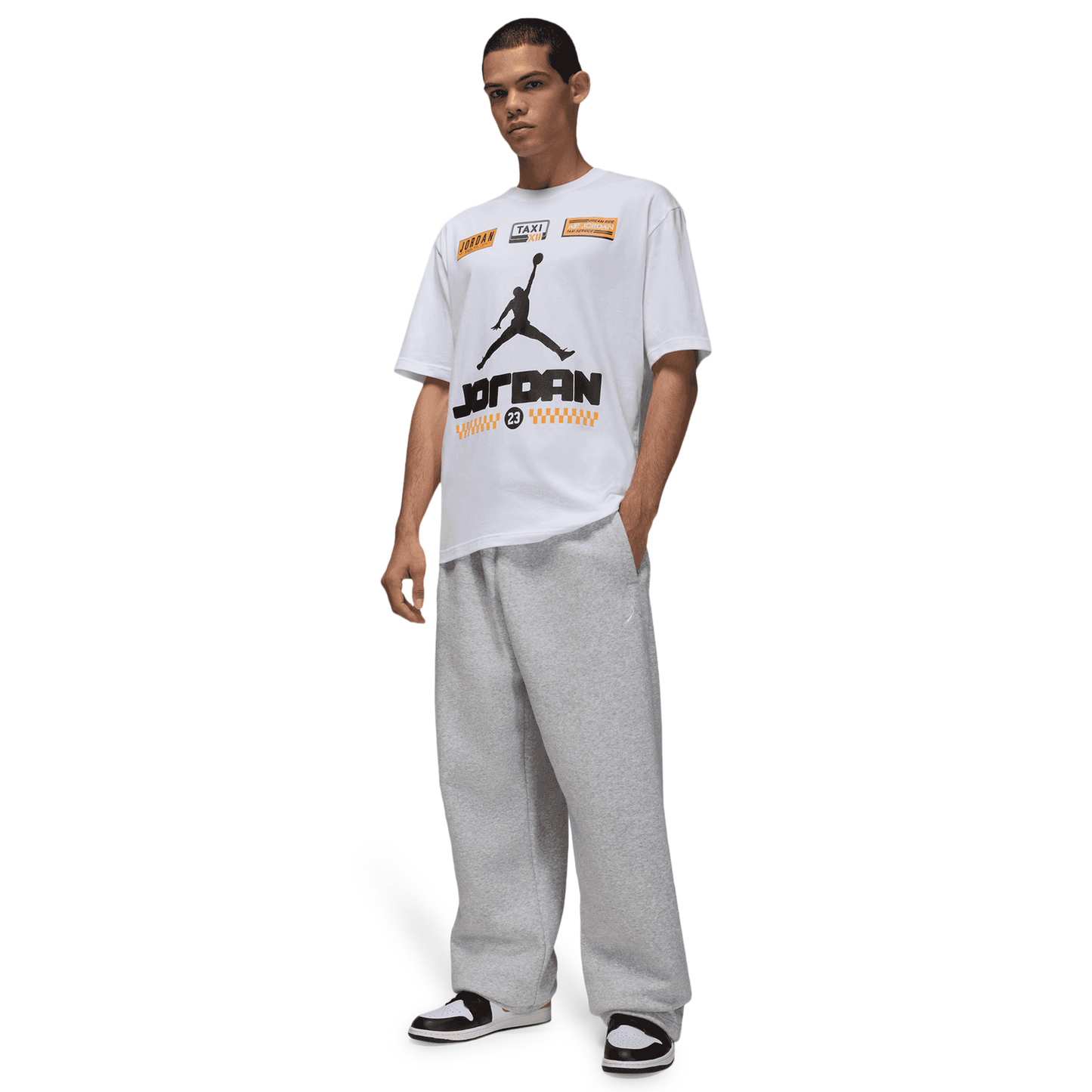Jordan AJ 12 Taxi '85 Short Sleeve Crew - Men's - White/Black/Taxi