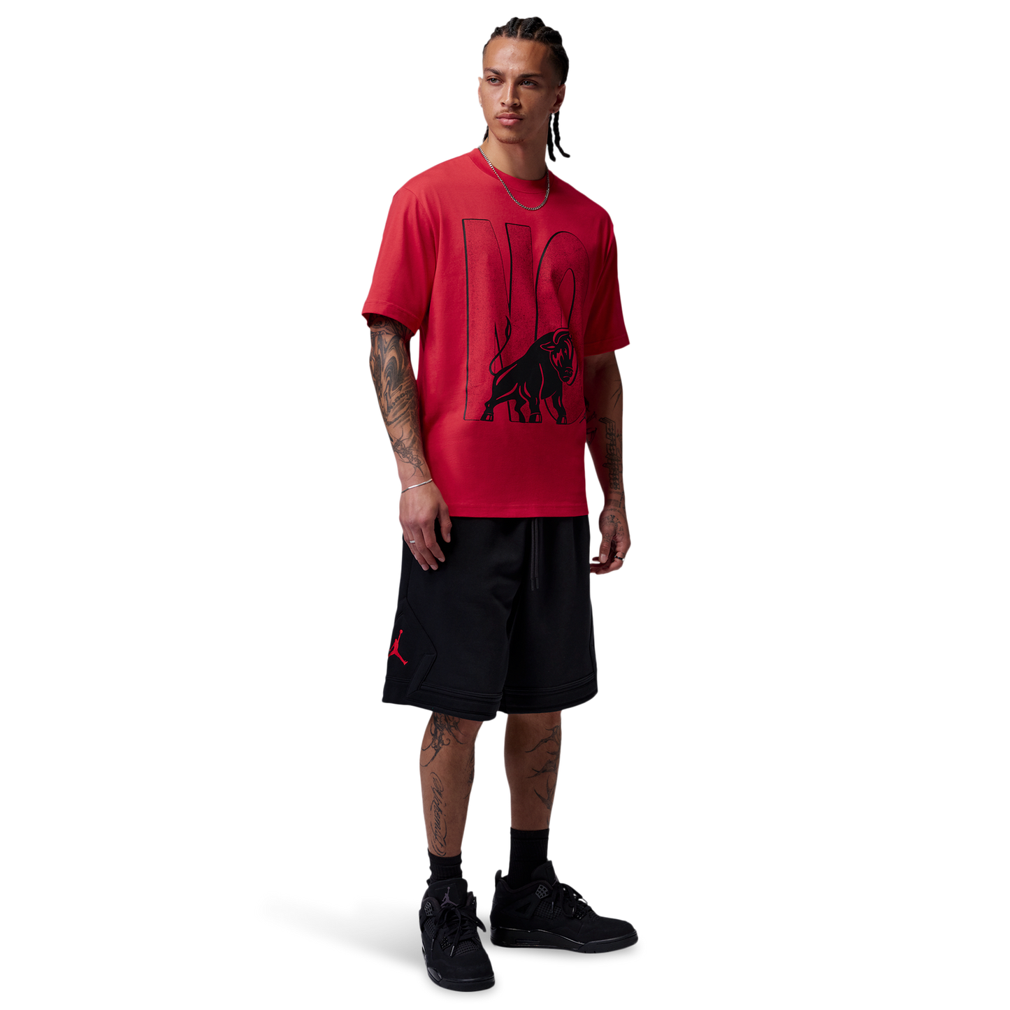 Jordan Brooklyn Toro Graphic Short Sleeve Crew - Men's - Fire Red/Fire Red
