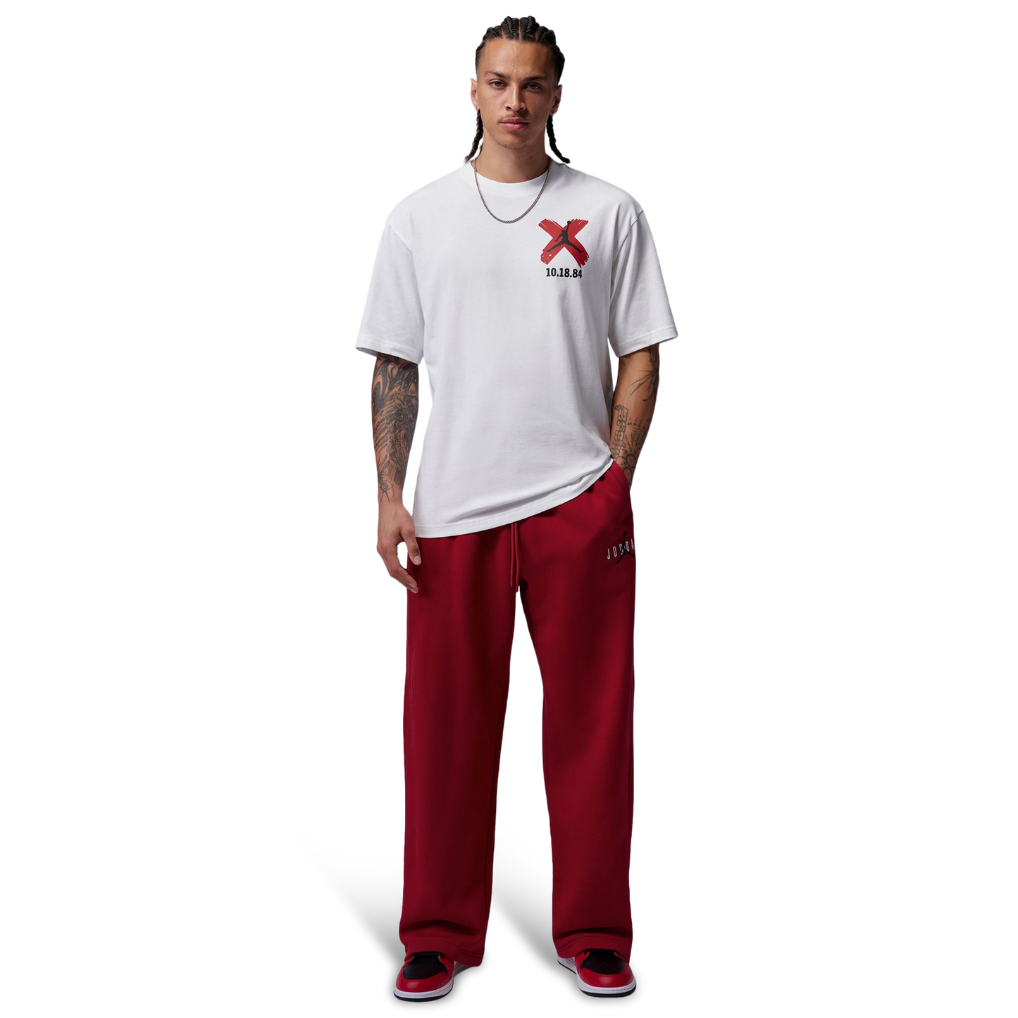 Jordan Brooklyn Banned Graphic Short Sleeve Crew - Men's - White/University Red