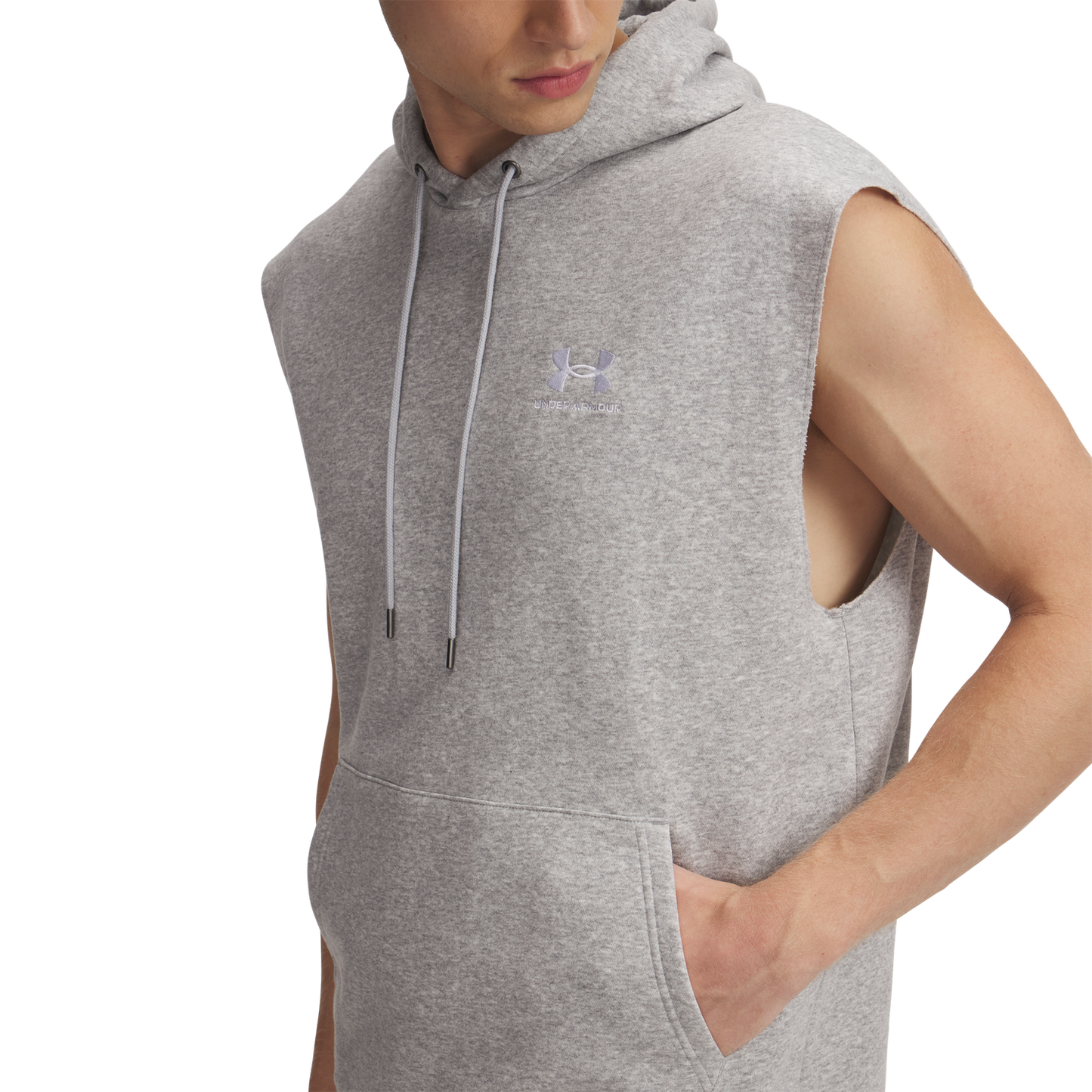 Under Armour Icon Fleece Sleeveless Hoodie - Men's - Mod Gray/White