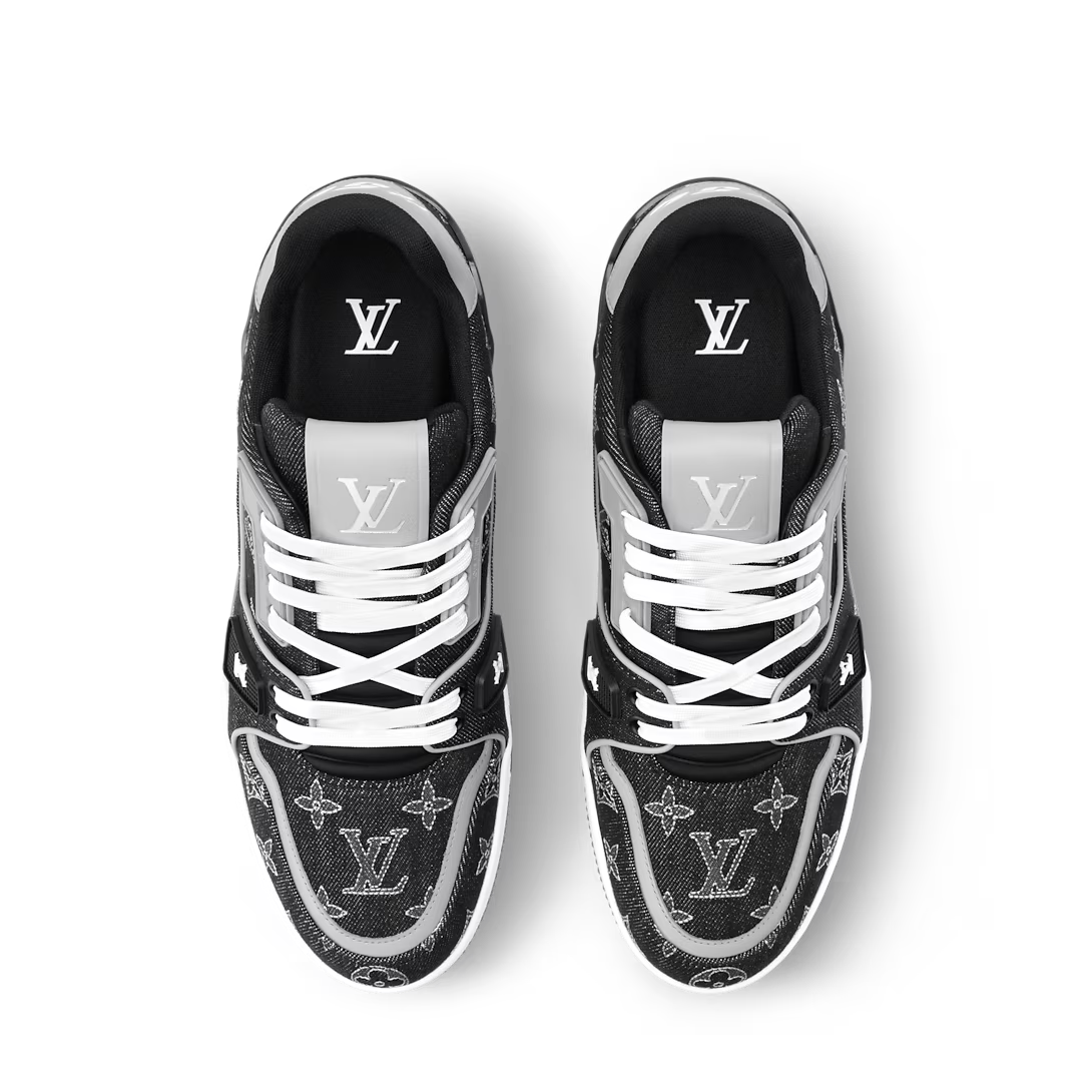 Louis Vuitton Denim & Calf Leather Black Trainer Sneakers