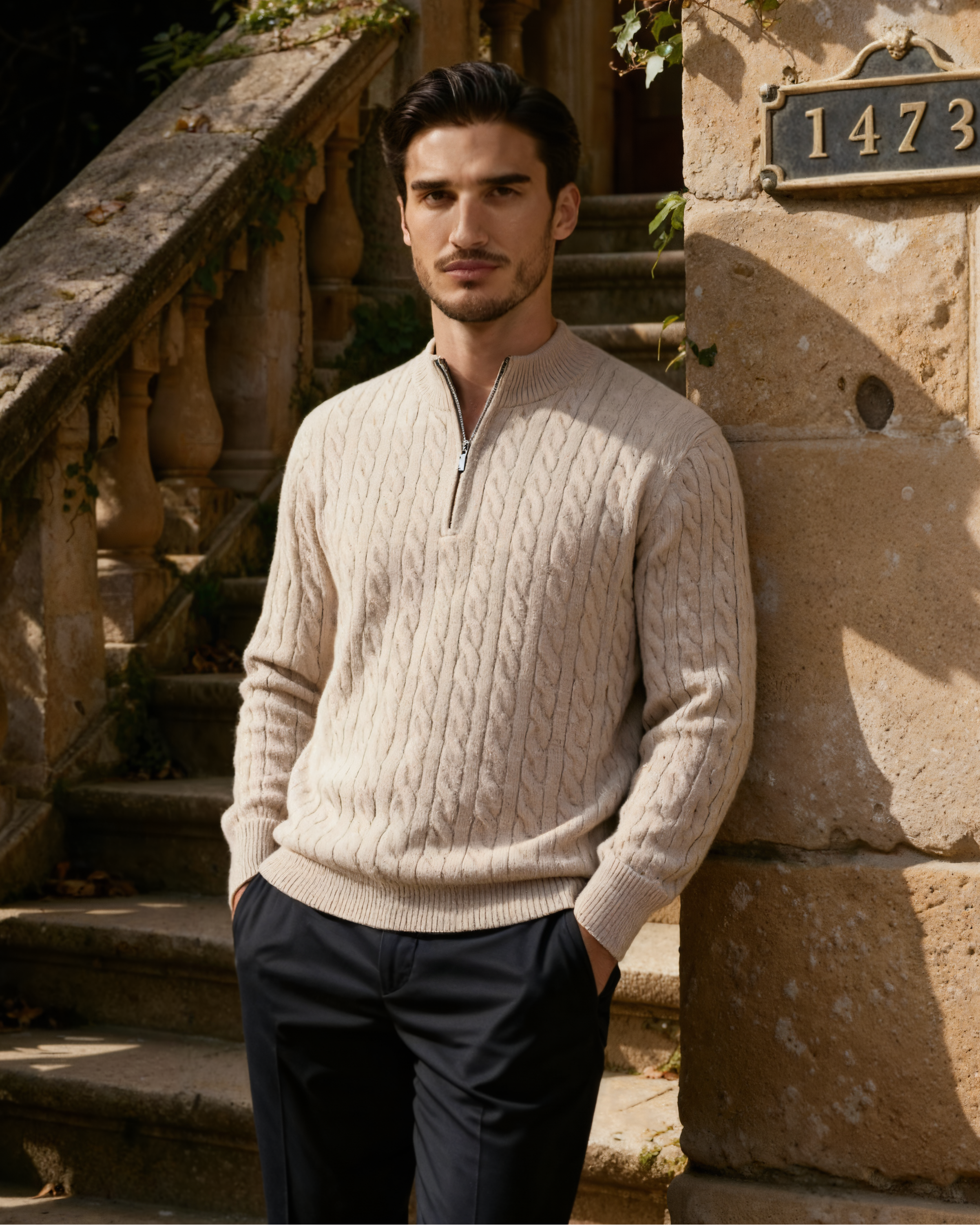 100% Cashmere Woven Half Zip - foto 5