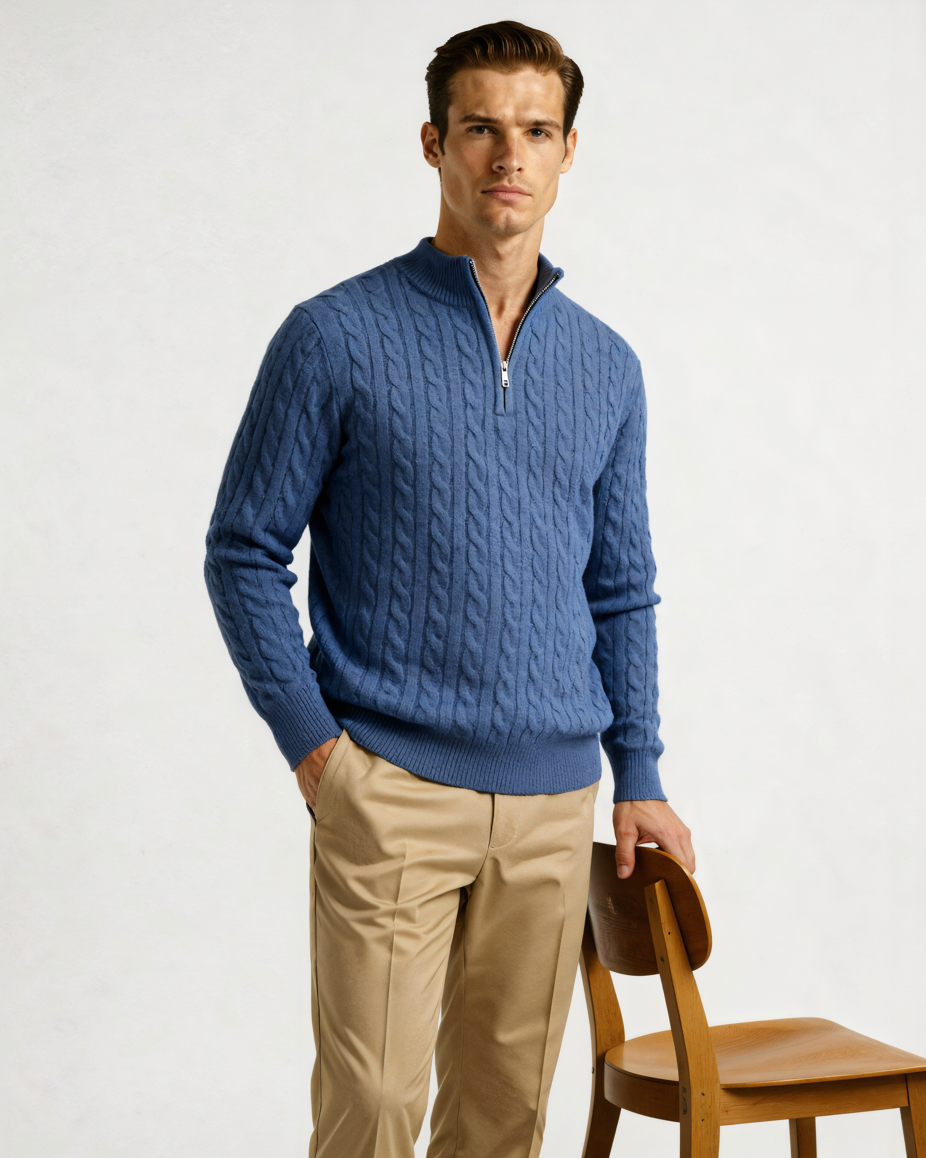 100% Cashmere Woven Half Zip - foto 17