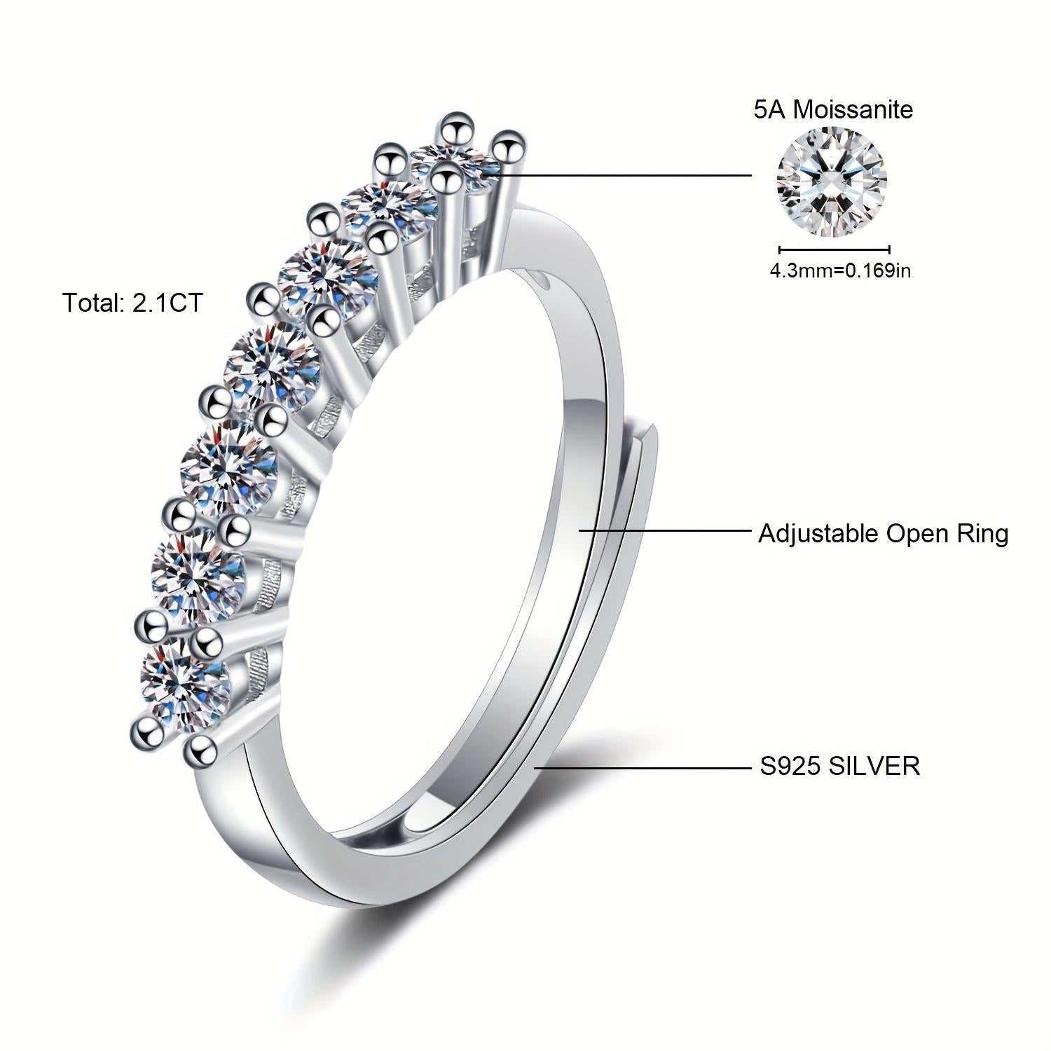 Sovereign™ 2.1CT Moissanite Eternity Ring 925 Silver. - foto 3