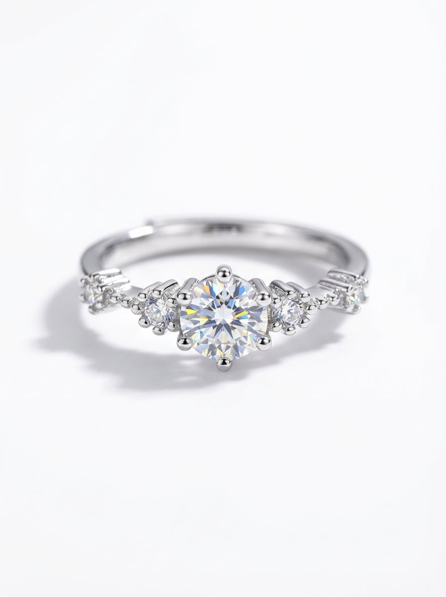 Stunning S925 Sterling Silver rings, set with certified moissanite stones. - foto 3