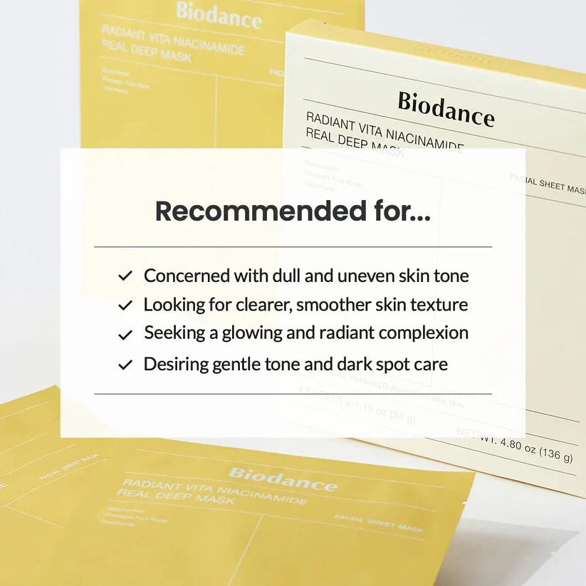 BIODANCE Máscara Profunda Real Yellow Radiant Vita Niacinamida - 4ea/8ea/12ea/16ea - imagem 5