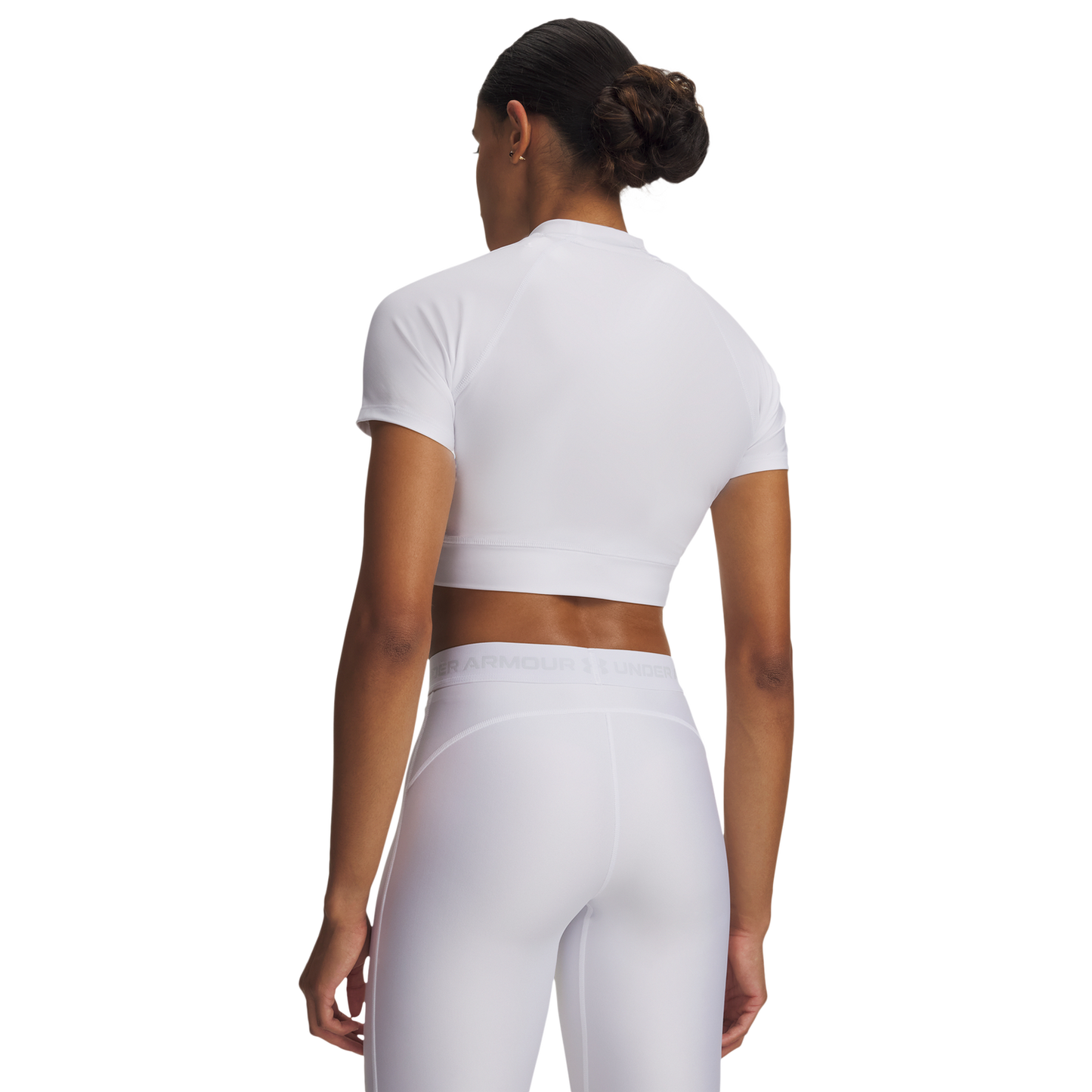 Under Armour HeatGear Crop Mock SS - Women's - White/Gray