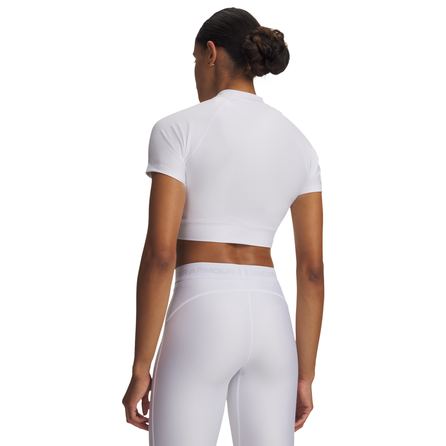 Under Armour HeatGear Crop Mock SS - Women's - White/Gray