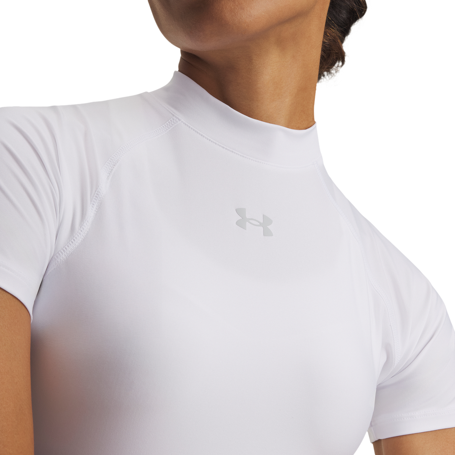 Under Armour HeatGear Crop Mock SS - Women's - White/Gray