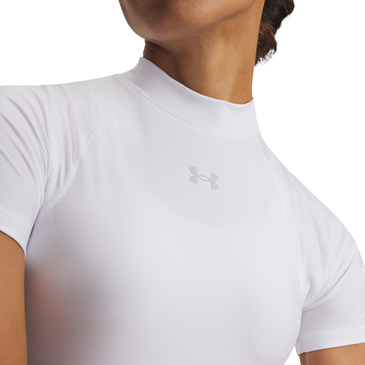 Under Armour HeatGear Crop Mock SS - Women's - White/Gray