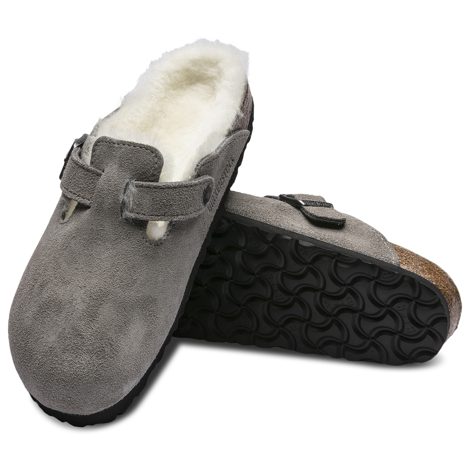 Birkenstock Boston Shearling - Men's - Gray/Gray